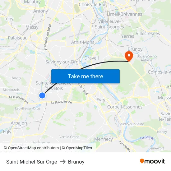 Saint-Michel-Sur-Orge to Brunoy map