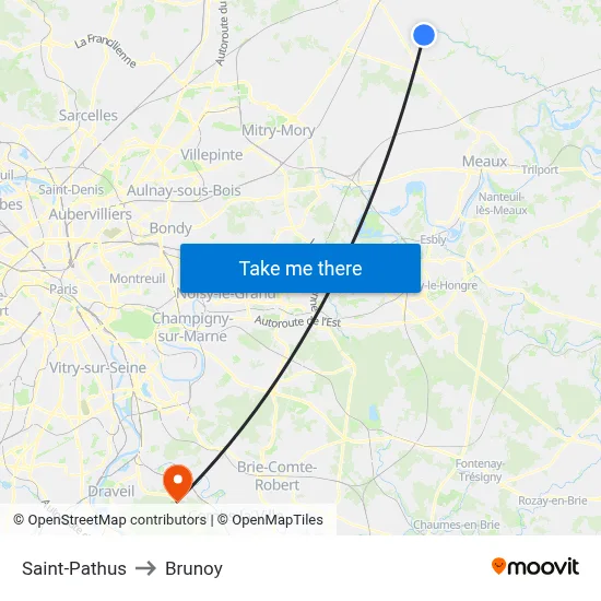 Saint-Pathus to Brunoy map