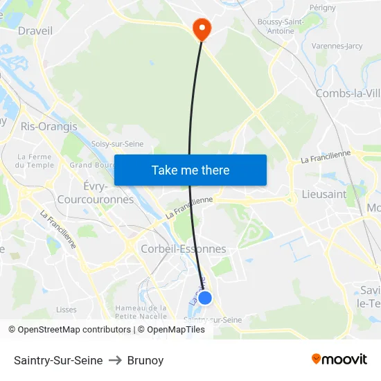 Saintry-Sur-Seine to Brunoy map