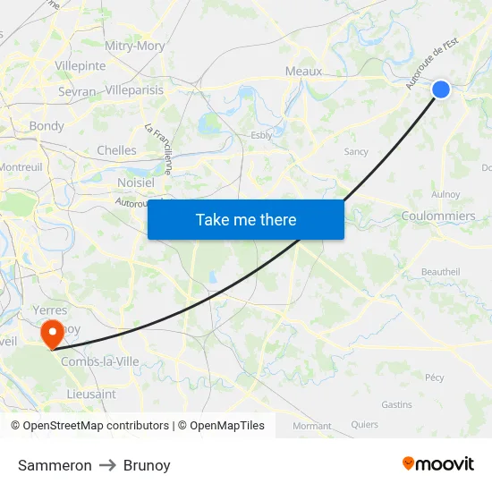 Sammeron to Brunoy map