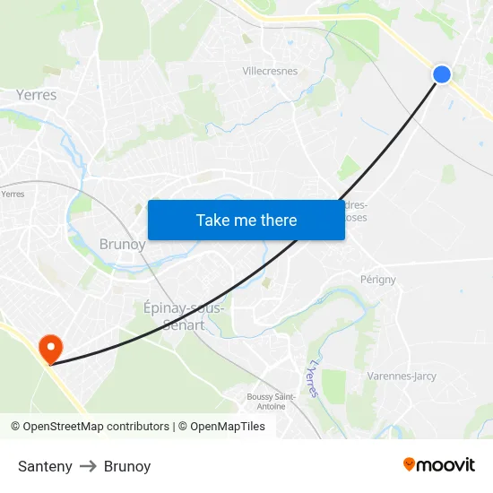Santeny to Brunoy map