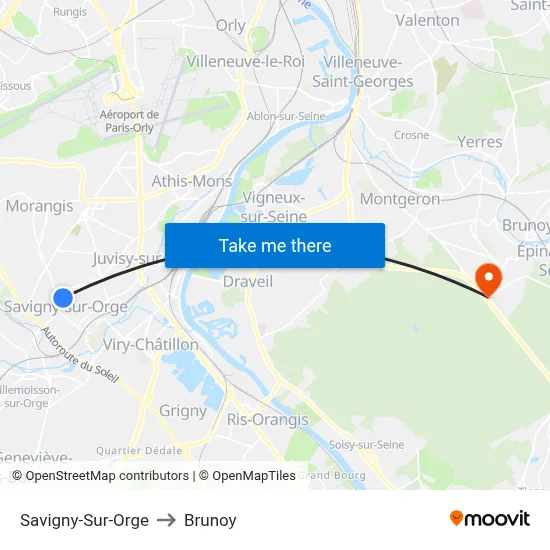 Savigny-Sur-Orge to Brunoy map