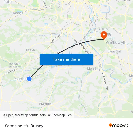 Sermaise to Brunoy map