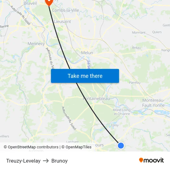 Treuzy-Levelay to Brunoy map
