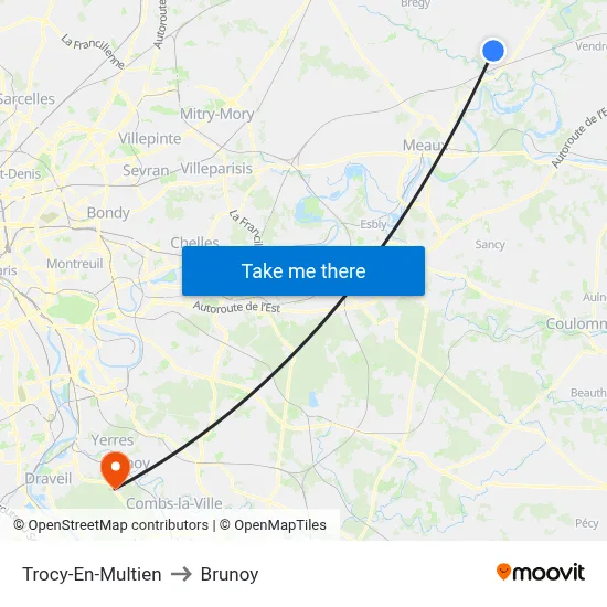 Trocy-En-Multien to Brunoy map
