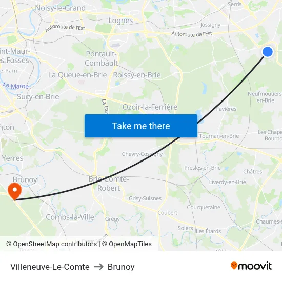 Villeneuve-Le-Comte to Brunoy map
