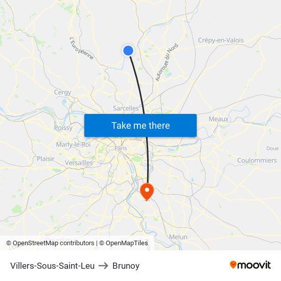 Villers-Sous-Saint-Leu to Brunoy map