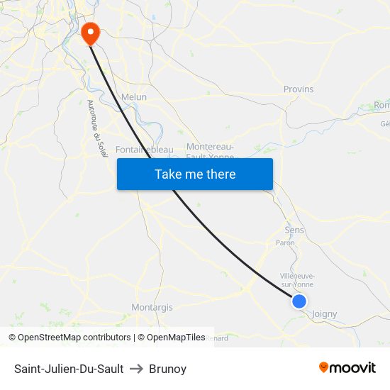 Saint-Julien-Du-Sault to Brunoy map