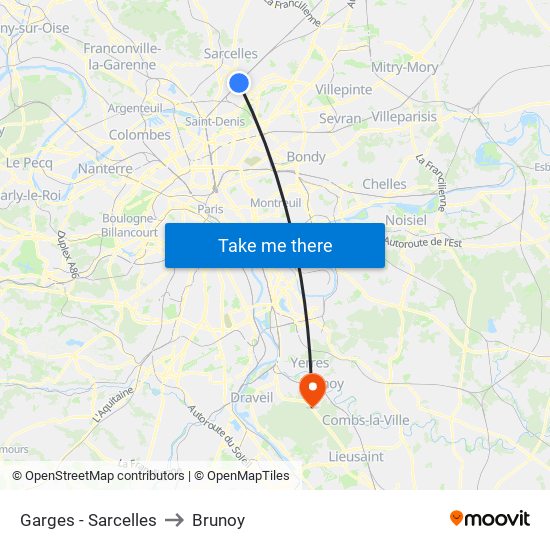 Garges - Sarcelles to Brunoy map