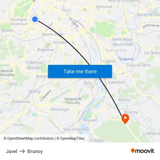 Javel to Brunoy map