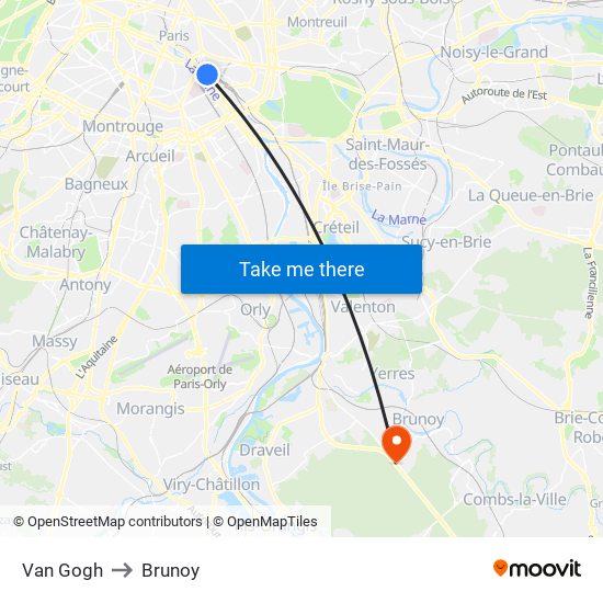 Van Gogh to Brunoy map