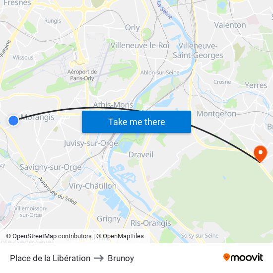 Place de la Libération to Brunoy map