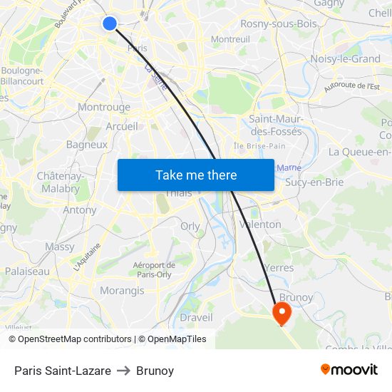 Paris Saint-Lazare to Brunoy map