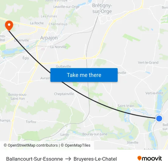 Ballancourt-Sur-Essonne to Bruyeres-Le-Chatel map