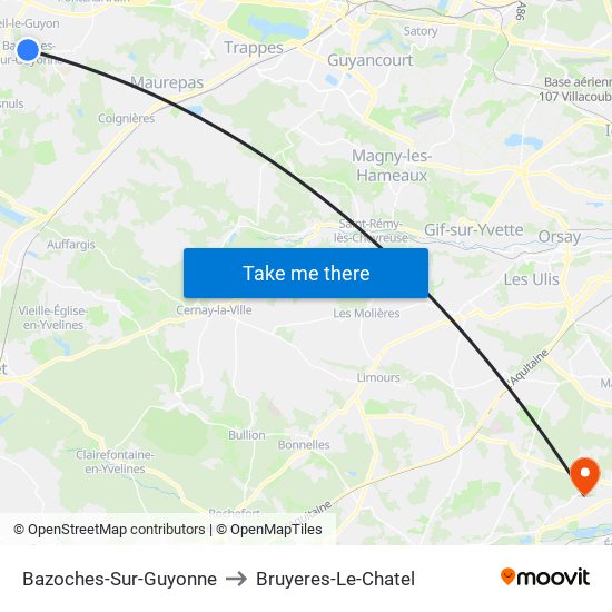 Bazoches-Sur-Guyonne to Bruyeres-Le-Chatel map