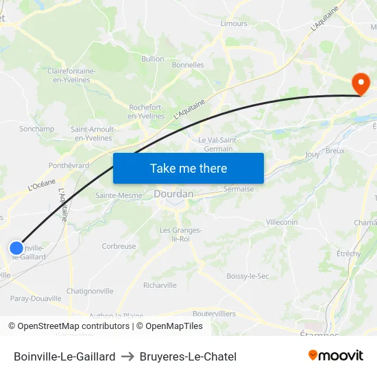 Boinville-Le-Gaillard to Bruyeres-Le-Chatel map