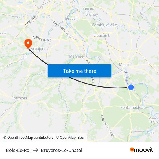 Bois-Le-Roi to Bruyeres-Le-Chatel map