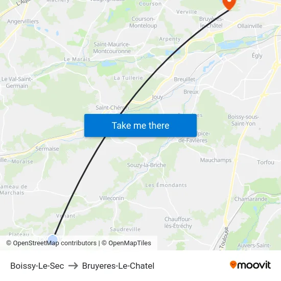 Boissy-Le-Sec to Bruyeres-Le-Chatel map