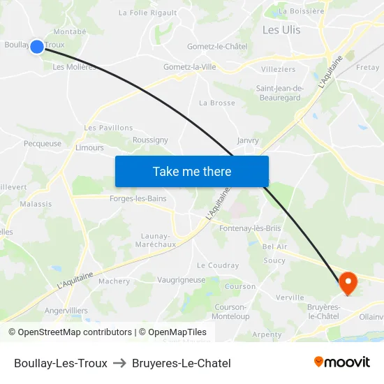 Boullay-Les-Troux to Bruyeres-Le-Chatel map