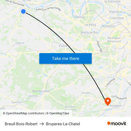 Breuil-Bois-Robert to Bruyeres-Le-Chatel map