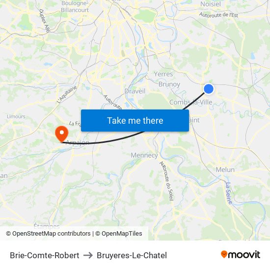 Brie-Comte-Robert to Bruyeres-Le-Chatel map