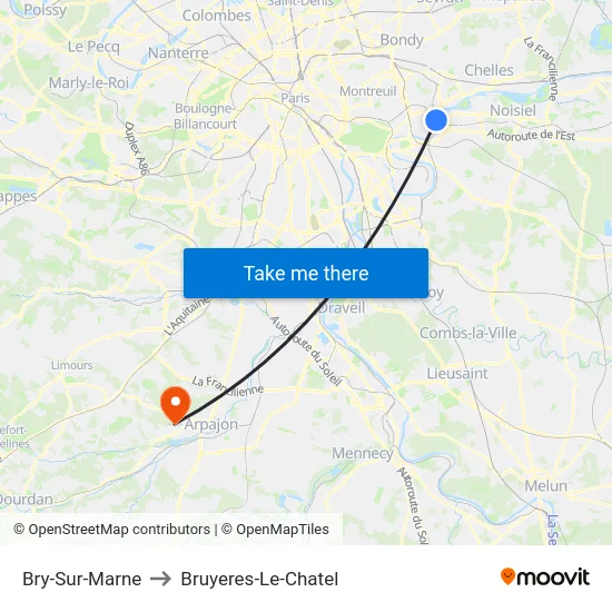 Bry-Sur-Marne to Bruyeres-Le-Chatel map