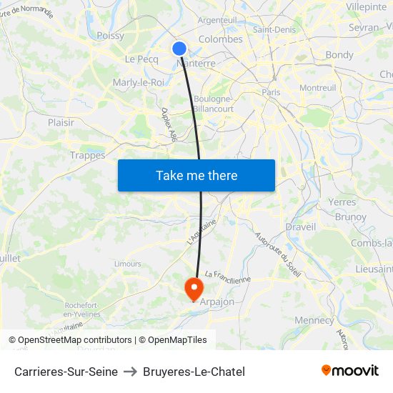 Carrieres-Sur-Seine to Bruyeres-Le-Chatel map