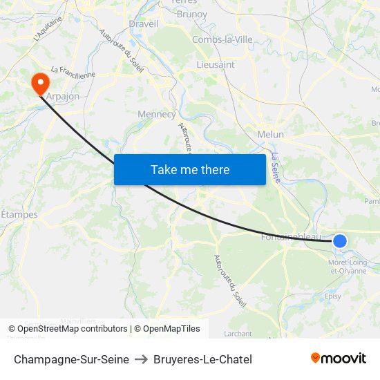 Champagne-Sur-Seine to Bruyeres-Le-Chatel map