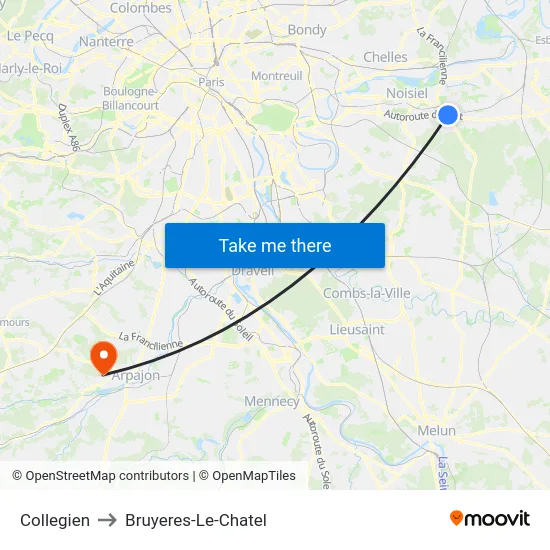 Collegien to Bruyeres-Le-Chatel map