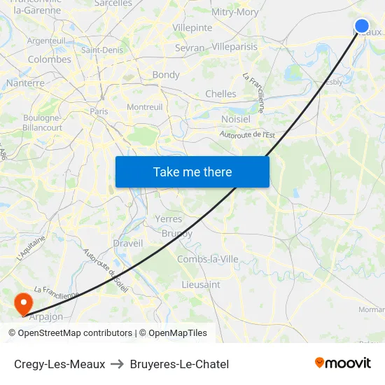 Cregy-Les-Meaux to Bruyeres-Le-Chatel map