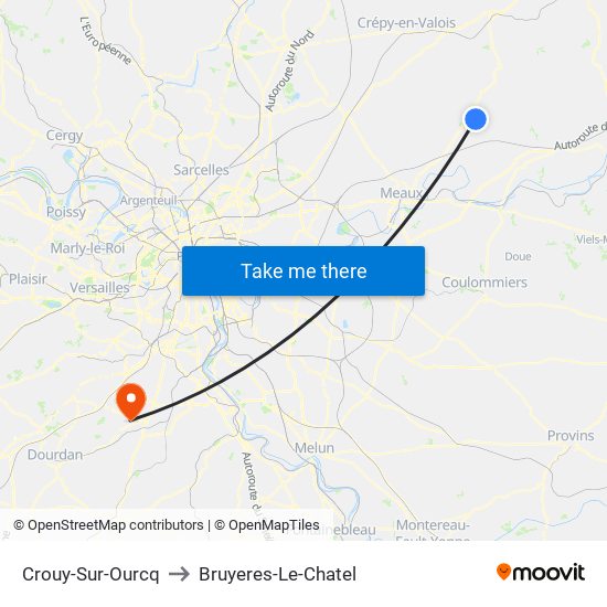 Crouy-Sur-Ourcq to Bruyeres-Le-Chatel map