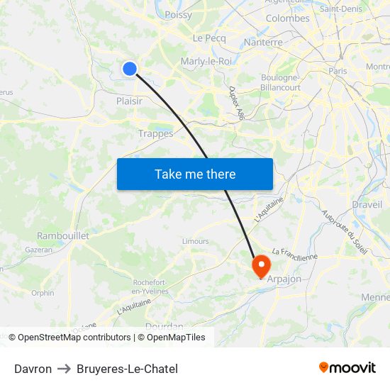 Davron to Bruyeres-Le-Chatel map