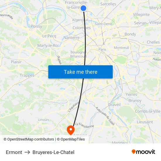 Ermont to Bruyeres-Le-Chatel map