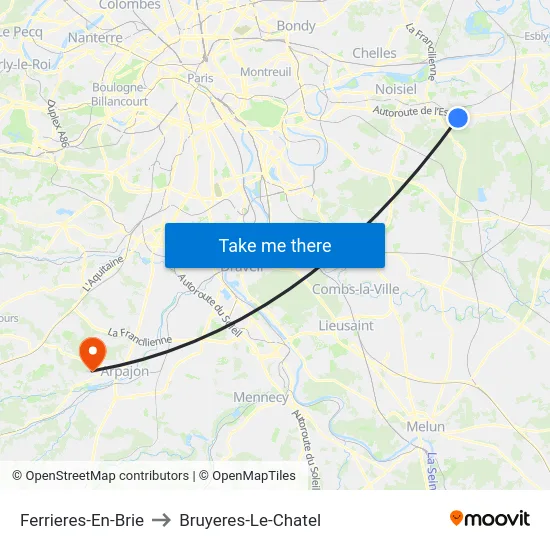 Ferrieres-En-Brie to Bruyeres-Le-Chatel map