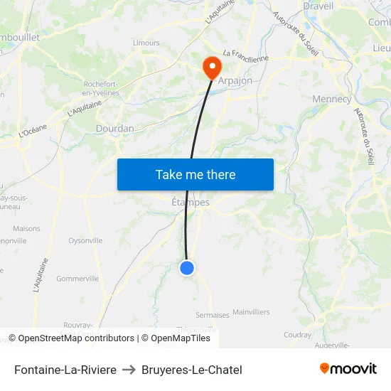Fontaine-La-Riviere to Bruyeres-Le-Chatel map