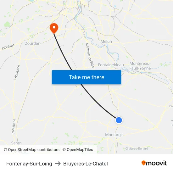 Fontenay-Sur-Loing to Bruyeres-Le-Chatel map