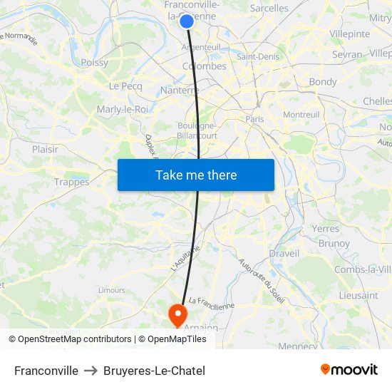 Franconville to Bruyeres-Le-Chatel map