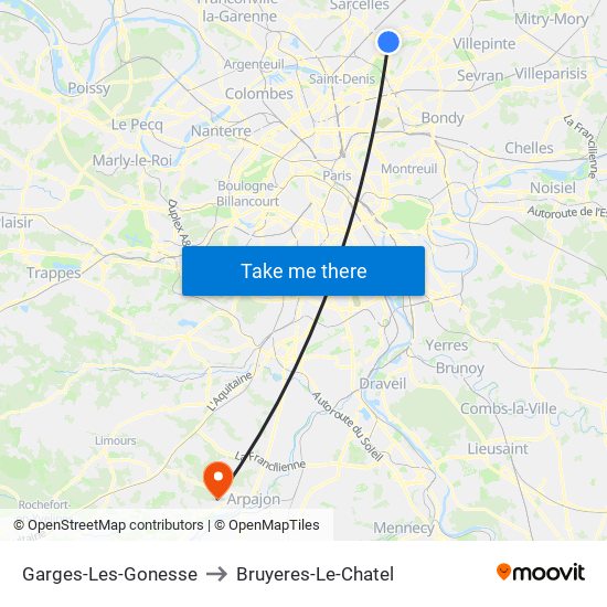 Garges-Les-Gonesse to Bruyeres-Le-Chatel map