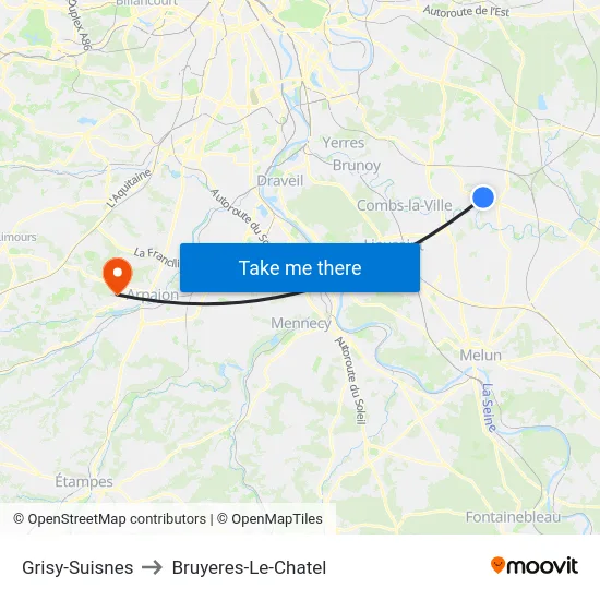 Grisy-Suisnes to Bruyeres-Le-Chatel map