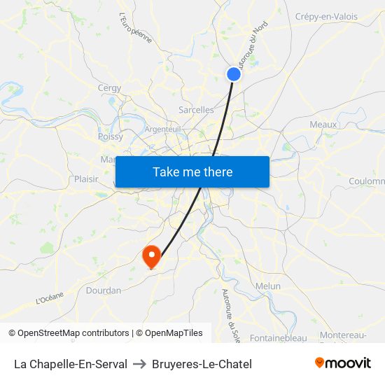 La Chapelle-En-Serval to Bruyeres-Le-Chatel map