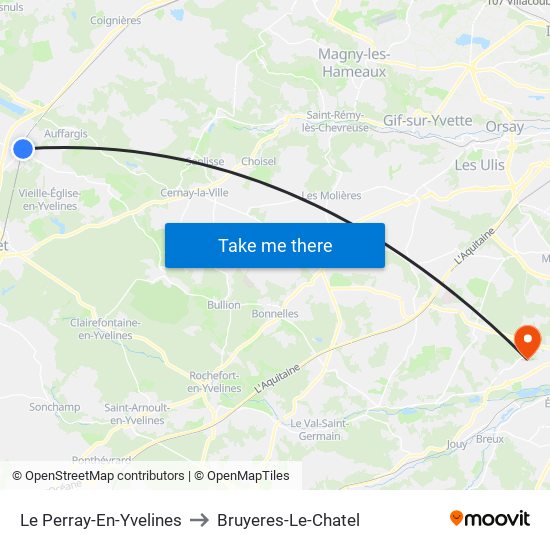 Le Perray-En-Yvelines to Bruyeres-Le-Chatel map