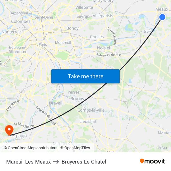 Mareuil-Les-Meaux to Bruyeres-Le-Chatel map