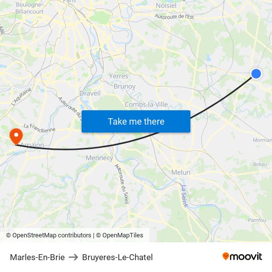 Marles-En-Brie to Bruyeres-Le-Chatel map