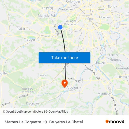Marnes-La-Coquette to Bruyeres-Le-Chatel map