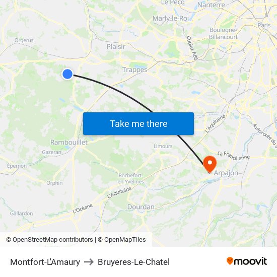 Montfort-L'Amaury to Bruyeres-Le-Chatel map