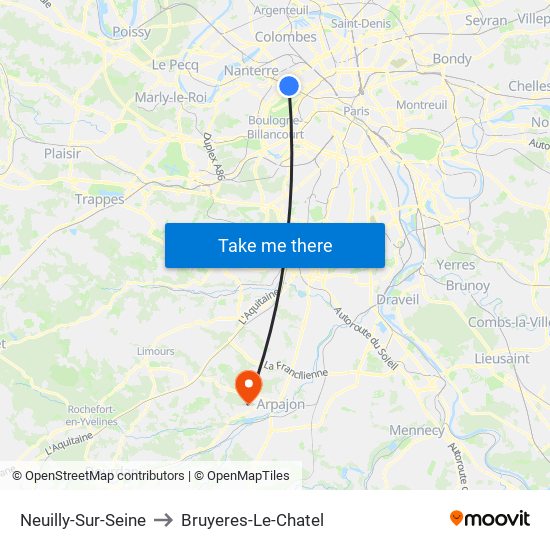 Neuilly-Sur-Seine to Bruyeres-Le-Chatel map