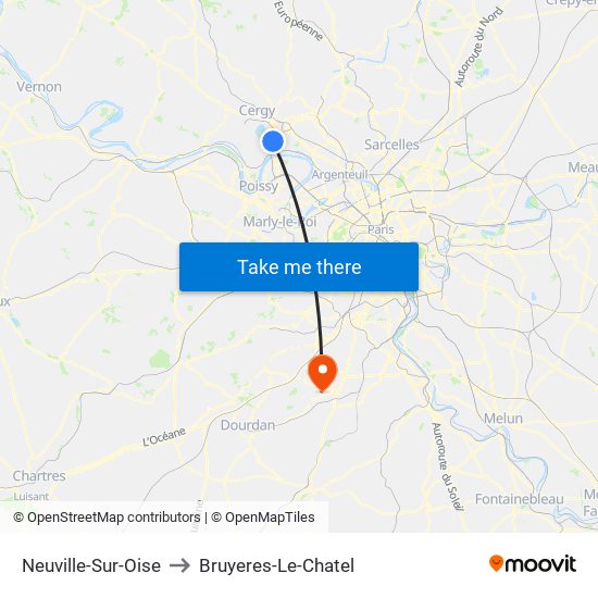 Neuville-Sur-Oise to Bruyeres-Le-Chatel map