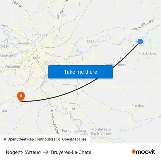 Nogent-L'Artaud to Bruyeres-Le-Chatel map
