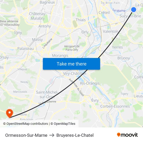 Ormesson-Sur-Marne to Bruyeres-Le-Chatel map