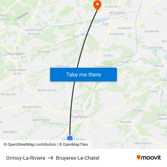 Ormoy-La-Riviere to Bruyeres-Le-Chatel map